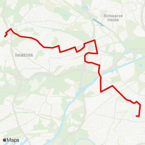 VRR DU-Marxloh - DU-Neumühl - OB-Lirich OB-Hbf. - OB-Anne-Frank RS map