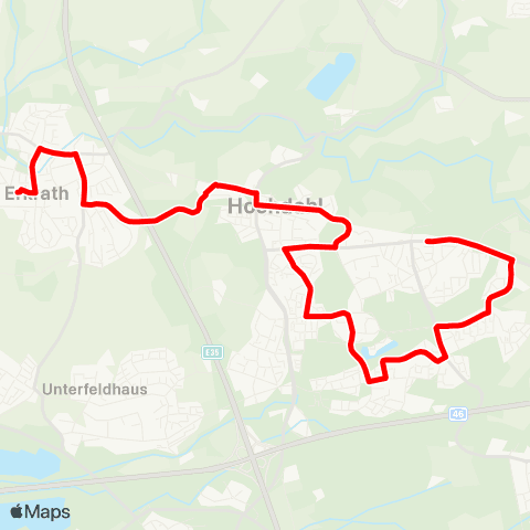 VRR Erkrath-Millrath - Willbeck - Sandheide - Hochdahler Markt - Trills - Erkrath-Hochdahl - Erkrath map