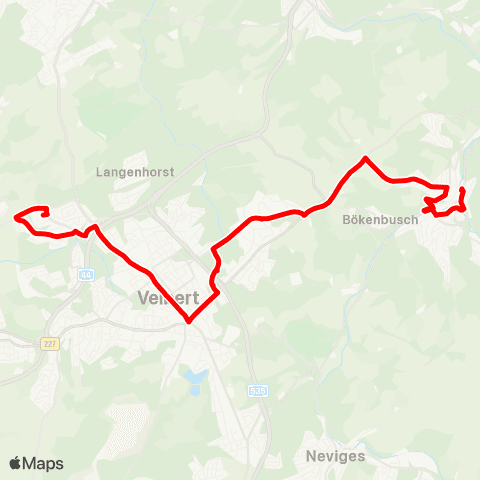 VRR Velbert Klinikum Niederberg - ZOB - Velbert Langenberg Bf map