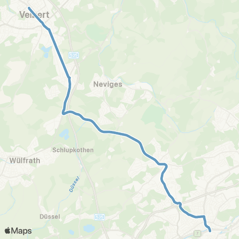 VRR Velbert ZOB - Wuppertal map