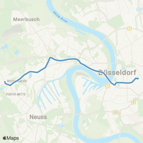 VRR Neuss Neusserfurth - Düsseldorf Hbf map