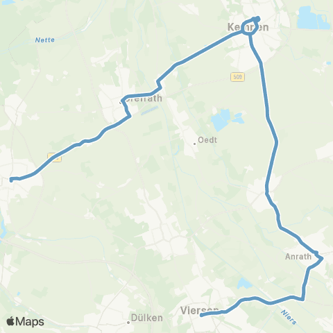 VRR Lobberich Doerkesplatz - Grefrath - Kempen Bf - Anrath - Viersen, Busbahnhof map