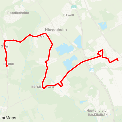 VRR (Marktplatz) - Dormagen Bf - Delhoven - Straberg - Broich map