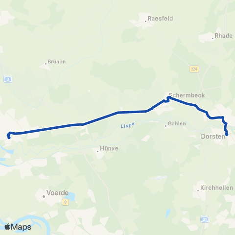 VRR Dorsten ZOB - Wesel Bf map
