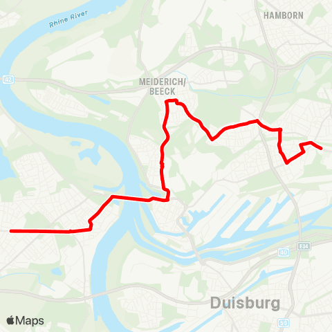VRR DU-Hochheide - Homberg - Ruhort - Laar - Beeck - Untermeiderich - DU-Mittelmeiderich map