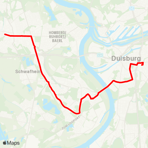 VRR Moers - DU-Rheinhausen - Hochfeld - Stadtmitte - DU-Hbf Osteingang map