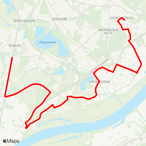 VRR DU-Rheinhausen - Friemersheim - Hohenbudberg - Kaldenhausen - DU-Rumeln map
