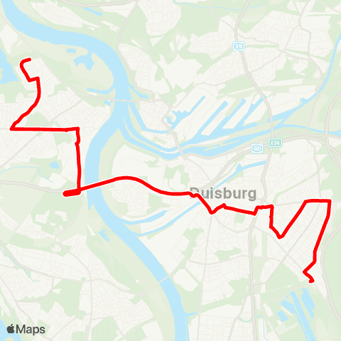 VRR DU-Sportpark - Neudorf - Stadtmitte - Essenberg - Hochheide - DU-Homberg map