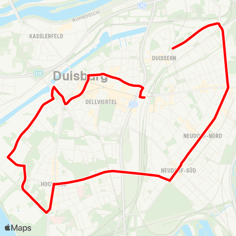 VRR DU-Duissern U - Neudorf - Hochfeld Stadtmitte - DU-Hauptbahnhof map