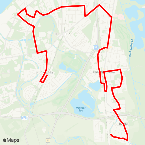 VRR DU-Huckingen - Ungelsheim Hüttenheim - Buchholz - Großenbaum - DU-Rahm map