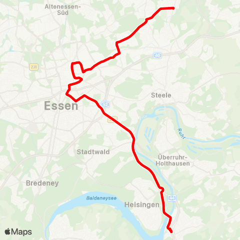 VRR GE-Rotthausen - Essen Hbf - Kupferdreh map