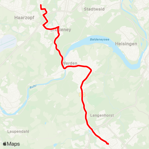 VRR Velbert - Essen Heidhausen - Werden - Bredeney - Margarethenhöhe map