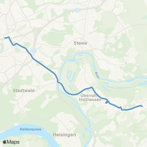 VRR Essen Hbf - Überruhr - Burgaltendorf map