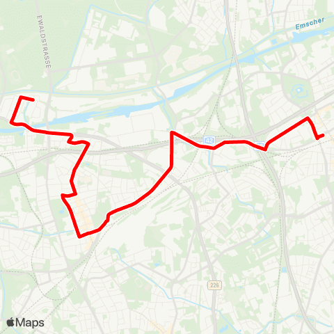VRR Einsatzwagen zur Linie 312 HER-Unser Fritz - Wanne-Eickel Hbf - Herne Bf - HER-Südpool Herne Bf - HER-Südpool map