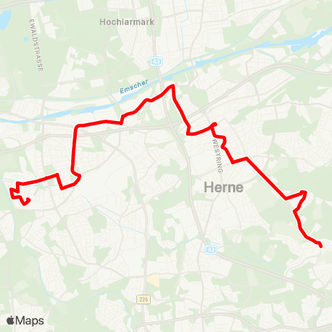 VRR BO-Hiltrop - HER-Constantin - Herne Bf - Baukau Nord - Wanne-Eickel Hbf - Mondpalast - HER-Bickern map