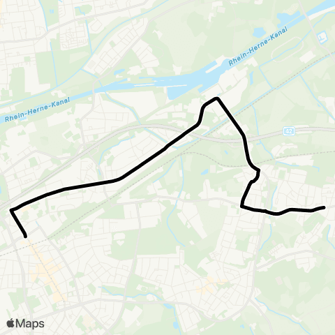 VRR Herne Bf - Sodingen - Holthausen - Börnig - Horsthausen Süd - Herne Bf map