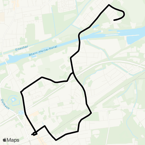 VRR Herne Bf - Horsthausen - Pantringshof - Herne Bf - Constantin - Süd - Herne Bf map