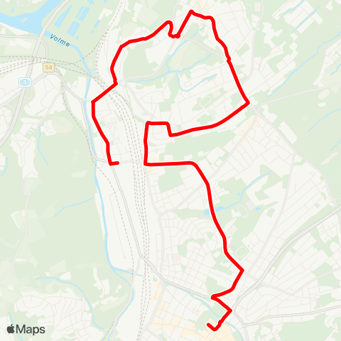 VRR H E B - Eckesey - Boele Markt - Loxbaum - Boelerheide - Stadtmitte - Hagen Hbf - Vorhalle Mitte - Vossacker map