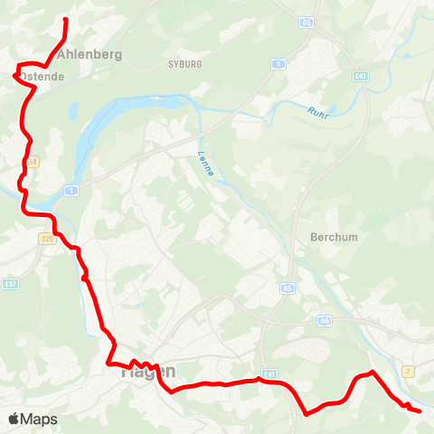 VRR HA-Hohenlimburg Bf. - Emst - Stadtmitte Hagen Hbf. - Herdecke Schanze map