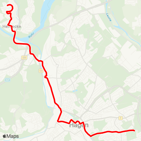 VRR Herdecke Nacken - Hagen Hbf. - Stadtmitte - Stadthalle - Emsterfeld map
