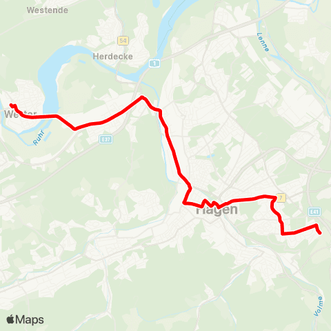 VRR Wetter Bf - Ruhrstr. - HA-Hbf. - Stadtmitte - Bissingheim map