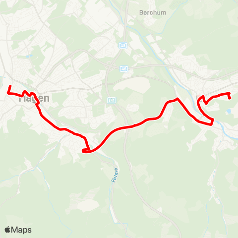 VRR Hagen Hbf. - Stadtmitte - Eilpe - Hohenlimburg Bf. map
