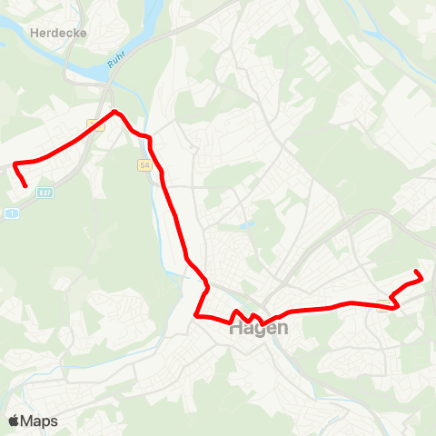 VRR HA-Hohenlimburg Bf - Eppenhausen - Remberg - Stadtmitte - Hagen Hbf - Bauhaus - Vorhalle Mitte - Vossacker map