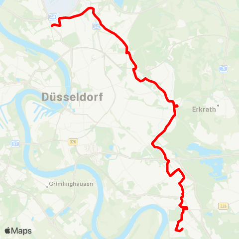 VRR D-Freiligrathplatz - D-Unterrath - D-Gerresheim - D-Eller - D-Reisholz - D-Benrath - D-Urdenbach, Josef-Kürten-Pl. map