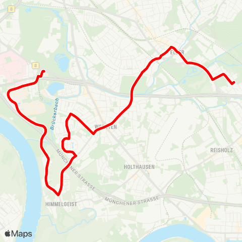 VRR D-Südpark - Universität - Himmelgeist - D-Eller Süd - Vennhauser Allee - D-Eller, Am Pflanzkamp map