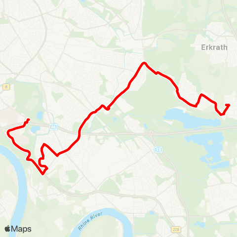 VRR Erkrath-Unterfeldhaus, Neuenhausplatz - D-Unterbach - D-Eller - D-Eller Süd - Wersten - Universität - D-Südpark map