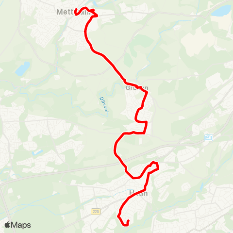 VRR Haan-Thienhausen - Haan, Markt - Haan-Gruiten - Mettmann-Stadtwald - Mettmann, Jubiläumsplatz map