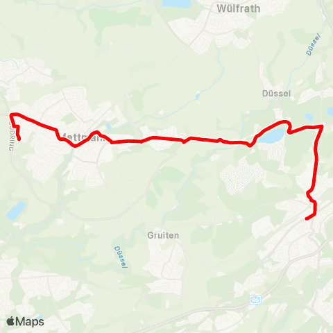 VRR W-Vohwinkel Schwebebahn - W-Wieden - Mettmann-Stadtwald - Mettmann-Zentrum - ME-Käthe-Kollwitz-Ring map