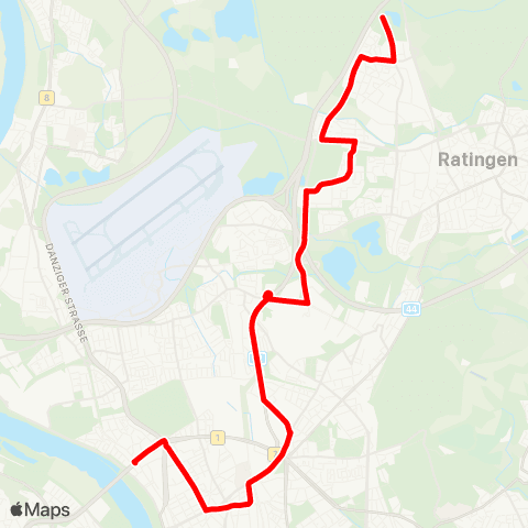 VRR D-Theodor-Heuss-Brücke - D-Mörsenbroich - Ratingen West - Tiefenbroich, Industriegebiet - Ratingen-Tiefenbroich, Friedhof map