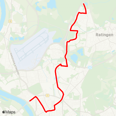 VRR D-Theodor-Heuss-Brücke - Ratingen West - Alter Kirchweg - Ratingen-Tiefenbroich, Friedhof map