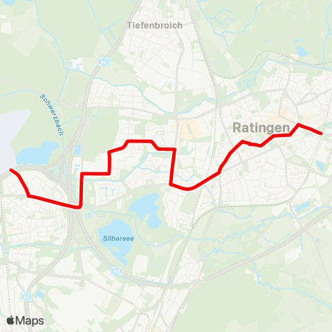 VRR D-Flughafen Bf - Ratingen West - Ratingen Mitte - Ratingen Ost map