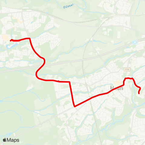 VRR Erkrath-Hochdahl, Schulzentrum - Haan Bf - Haan, Markt - Haan, Bettina-von-Arnim-Straße map