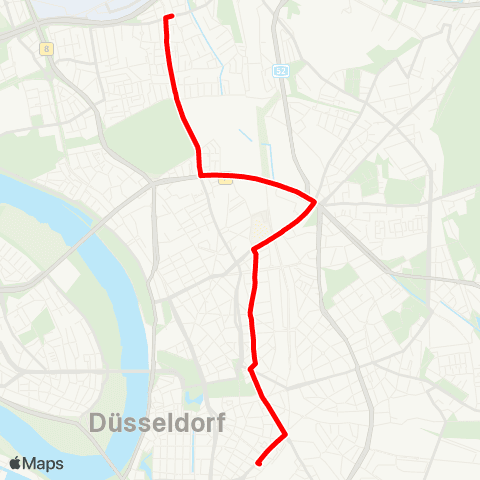 VRR Düsseldorf Hbf - St.-Vinzenz-Krankenhaus - D-Derendorf - D-Eckenerstraße map