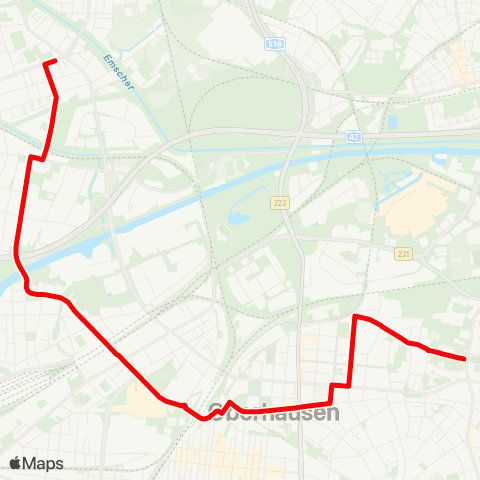 VRR Königsberger Str. - Bertha v. Suttner Gymn. - OB-Hbf Wilmsstr. - Bachstr. - Buschhausen Mitte map