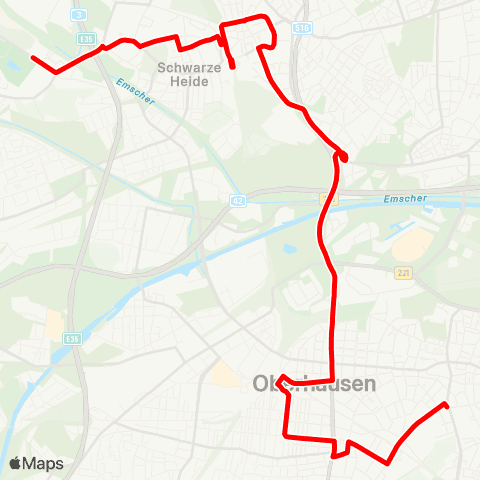 VRR Goerdelerstr. - Sterkrade Bf. - Johanniter Krhs. - Schloss Oberhausen - OB-Hbf. - Wehrstr. map