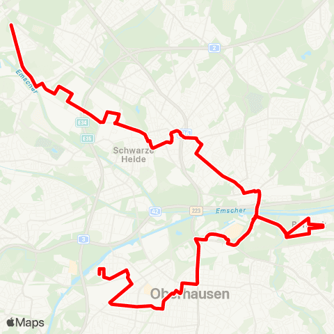 VRR Tulpenstr. - OB-Hbf. - OB-Borbeck - Osterf. - Sterkrade Bf. - Weierheide - Graßhofstr. map
