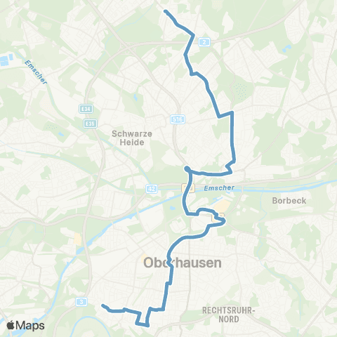 VRR Fröbelplatz - Oberhausen Hbf. - Neue Mitte - Osterfeld - Falkestr. map