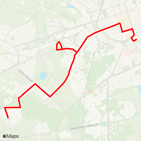 VRR Krefeld Hauptbahnhof Süd - Krefeld Elsternweg map