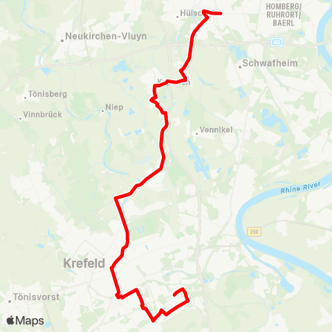 VRR Moers Bf - Kapellen - Traar - Krefeld Hbf - KR-Oppum map