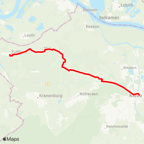 VRR KR-Linn - Uerdingen - Gartenstadt map