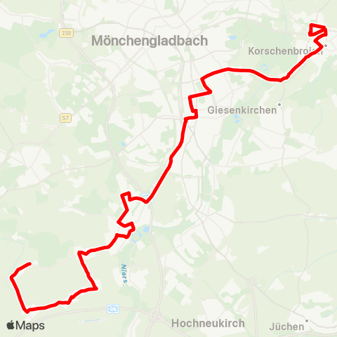 VRR Buchholz - Wickrath - Marienplatz - Schloss Rheydt - Korschenbroich map