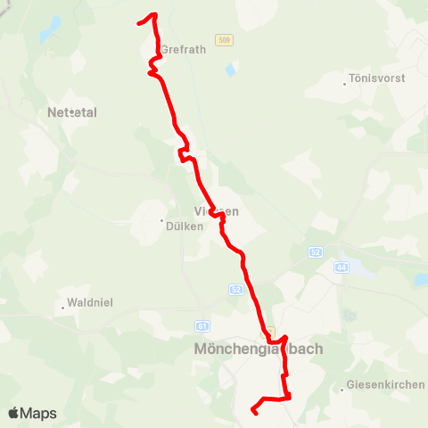 VRR Vinkrath - Grefrath - Süchteln - Viersen - MG Hbf - Marienplatz - Hockstein map