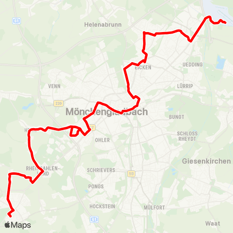 VRR Flughafen - Neuwerk - Bettrath - MG Hbf - Holt - Hehn - Rheindahlen map