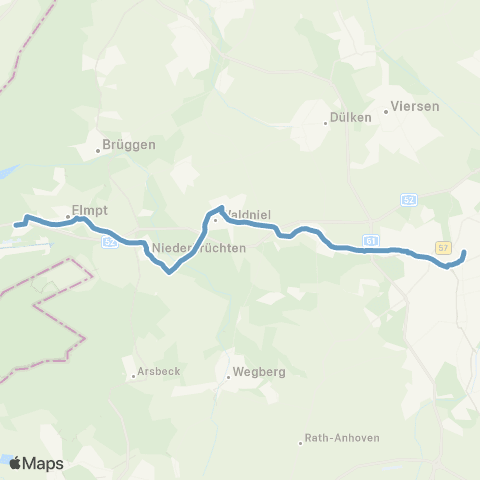 VRR MG Hbf - Hardt - Waldniel - Niederkrüchten - Elmpt map