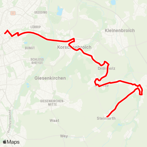 VRR MG Hbf - Lürrip S-Bf - Korschenbroich - Pesch - Liedberg - [Glehn - Steinforth] map