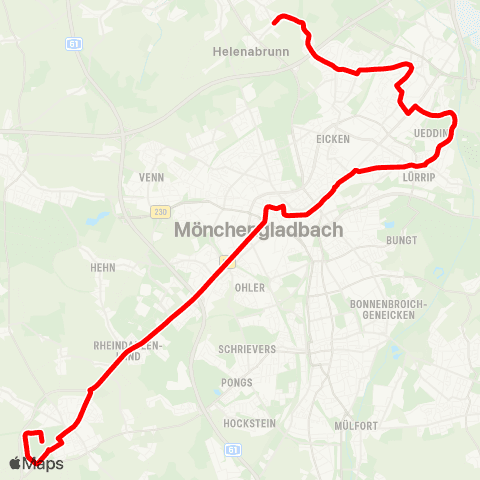 VRR Rheindahlen - Holt - MG Hbf - Lürrip - Uedding - Neuwerk - Bettrath - VIE Heimer map